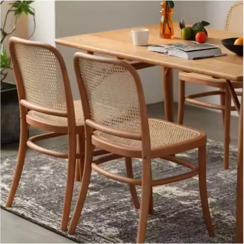 Ready for Ship Wooden Home Furniture Rattan Wicker Back With Soft Cushion Kitchen Dining Restaurant Dinner Wood Chair