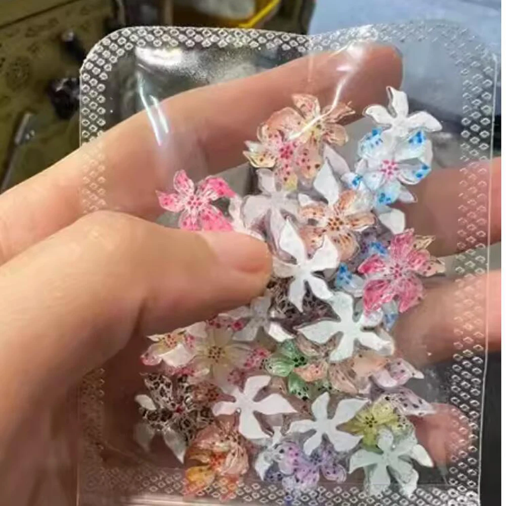 20 teile/beutel 3D Gepunktete Acryl Blume Nail art Charms Gemischte Gradienten Flache Rückseite Harz Lilie Nagel Dekorative Gefälschte Blume DIY Nagel teil