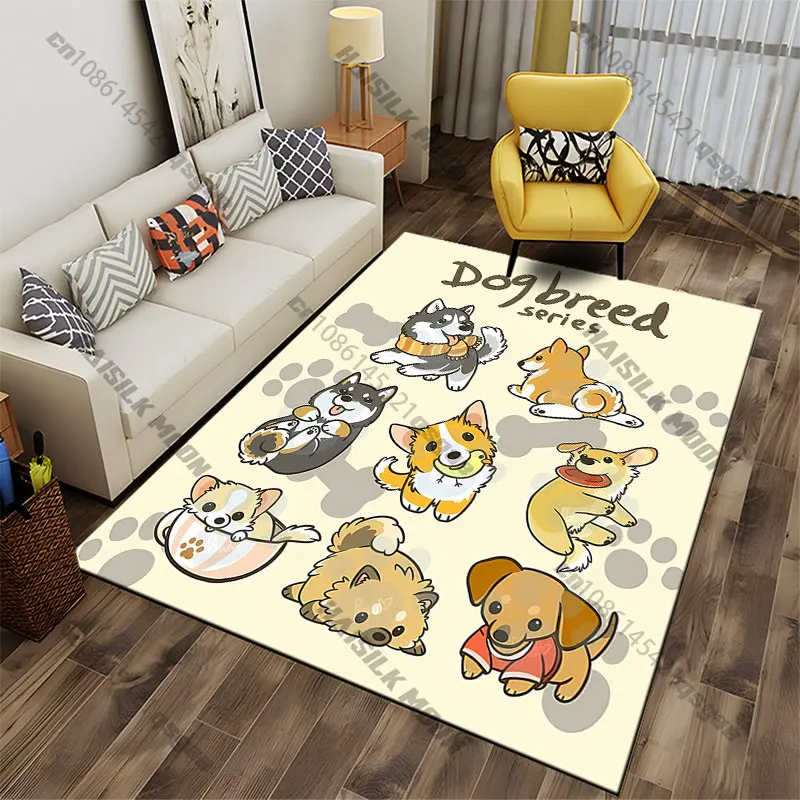 Cute cartoon dog breeds carpet Yoga living room room decor children's crawling mat doormat area rug games mat
