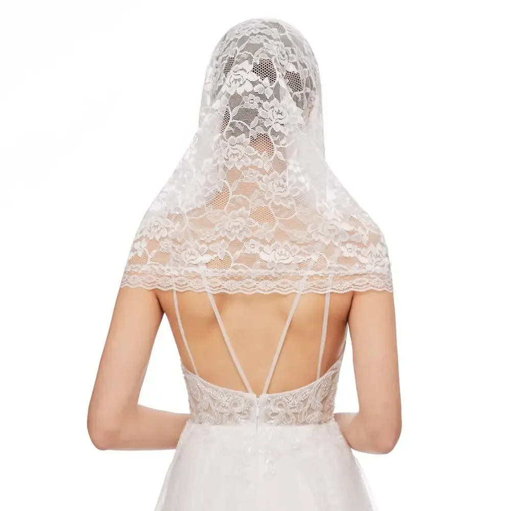 Veils Lace Scarf Veil Head Covering Latin Mass Mantilla Veil (White) 2025