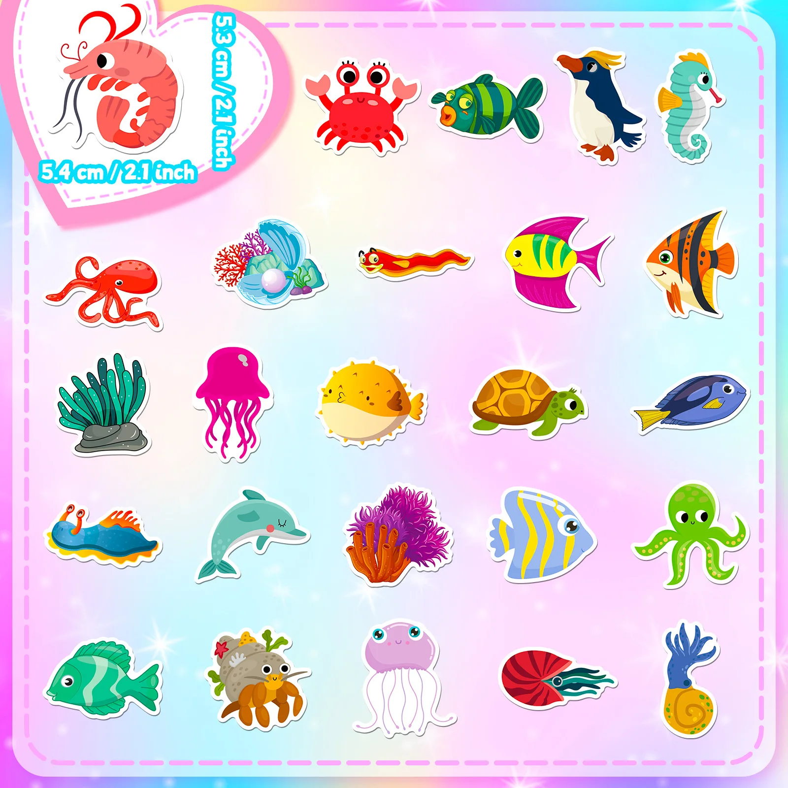 50Pcs Marine Life Stickers Aqu - Marine Life Aquariums ulasan dan harga