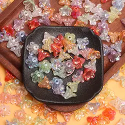 50pcs/set Acrylic Morning Glory Tulip Loose Flower Beads Caps DIY Different Style Jewelry Making For Earrings Bracelets Necklace