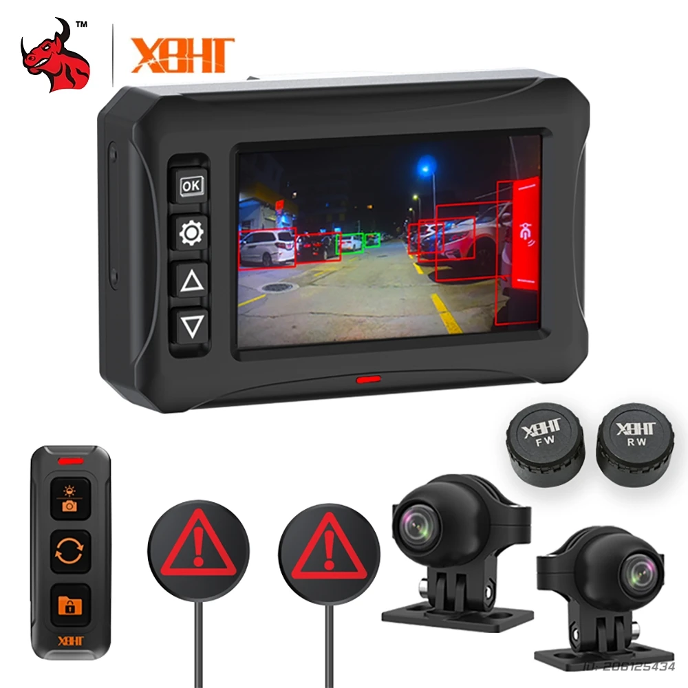 

3,5-дюймовый рекордер для вождения мотоцикла, мониторинг давления в шинах, 5G, Wi-Fi, 2K HD, водонепроницаемый рекордер для мотоцикла, BSD, предупреждение о слепой пятне