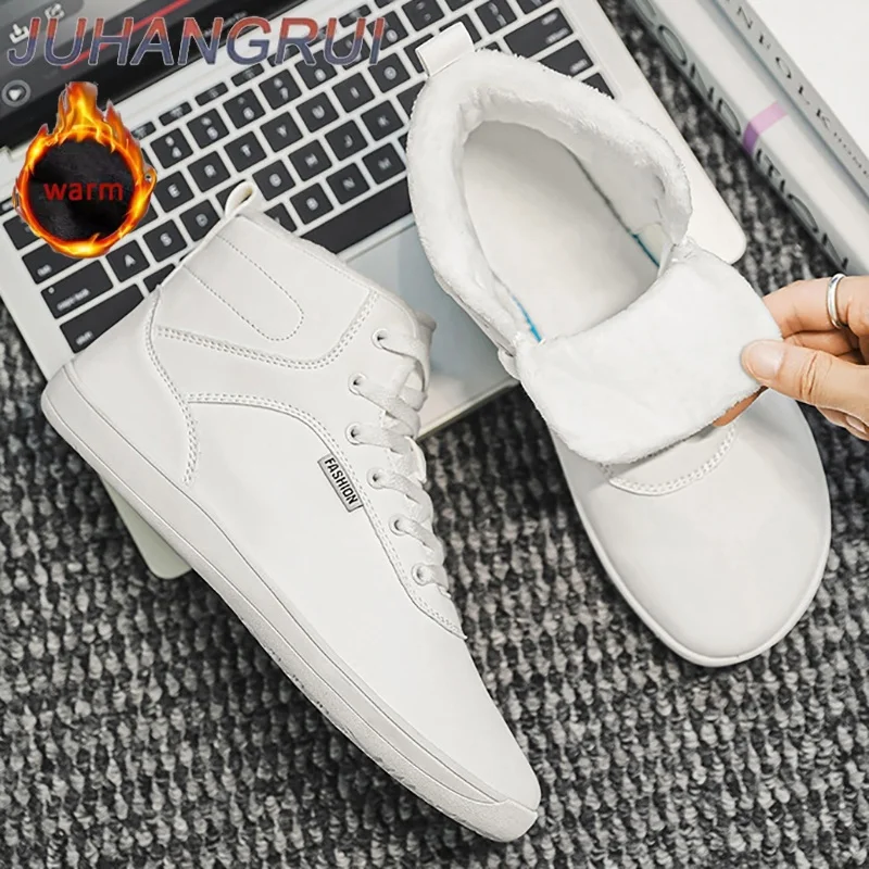 Winter Unisex Wide Toe Box High-Top Snow Boots Thermal Plush Lined Non-Slip Couple Comfortable Outdoor Sneakers Winter Warm Shoe