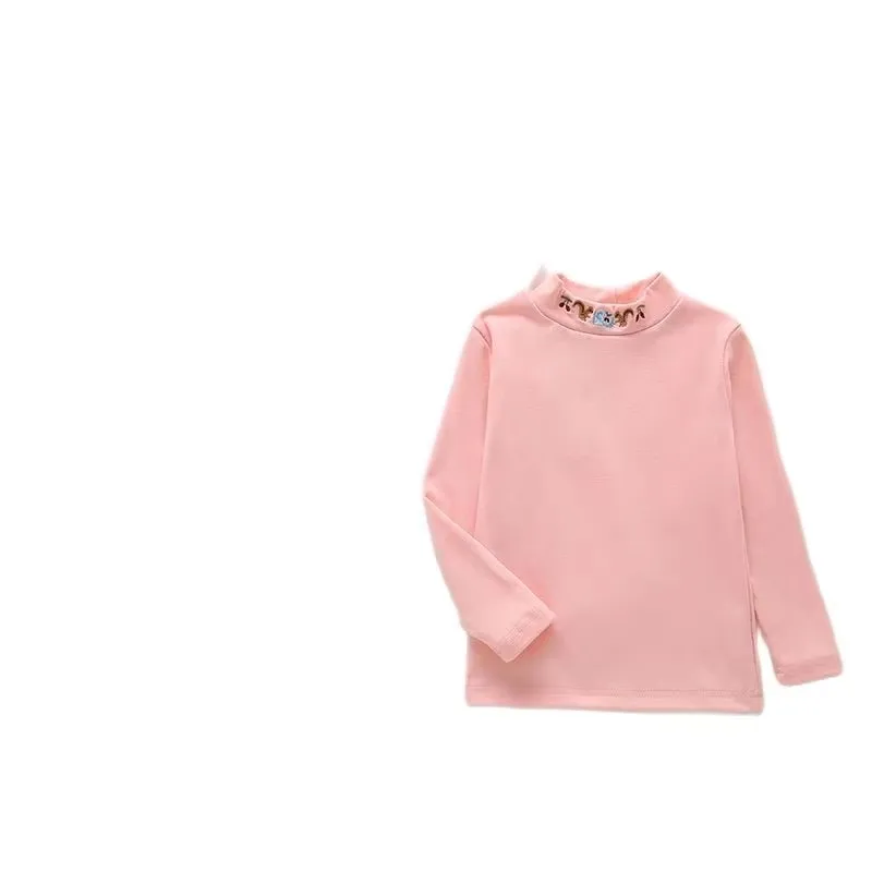 ربيع الخريف الملابس قاع التطريز الياقة المدورة طويلة الأكمام بلوزة ملابس الطفل الأطفال ملابس علوية من القطن بلوزة الفتيات