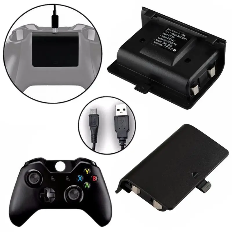 2400mAh Replacement Batteries Controller Rechargeable Battery Pack Fit For XBOX One Battery With USB Charging Cable Charging Kit