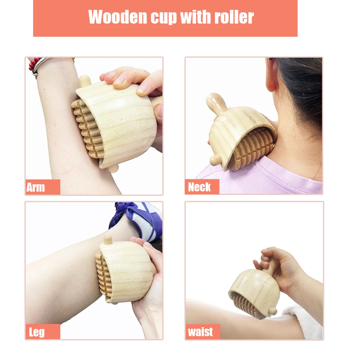 Wooden Swedish Cup Massage Cup Wood Therapy Massage Tools with Roller Cellulite Masajeador Madera Corporal Sculpting for Body