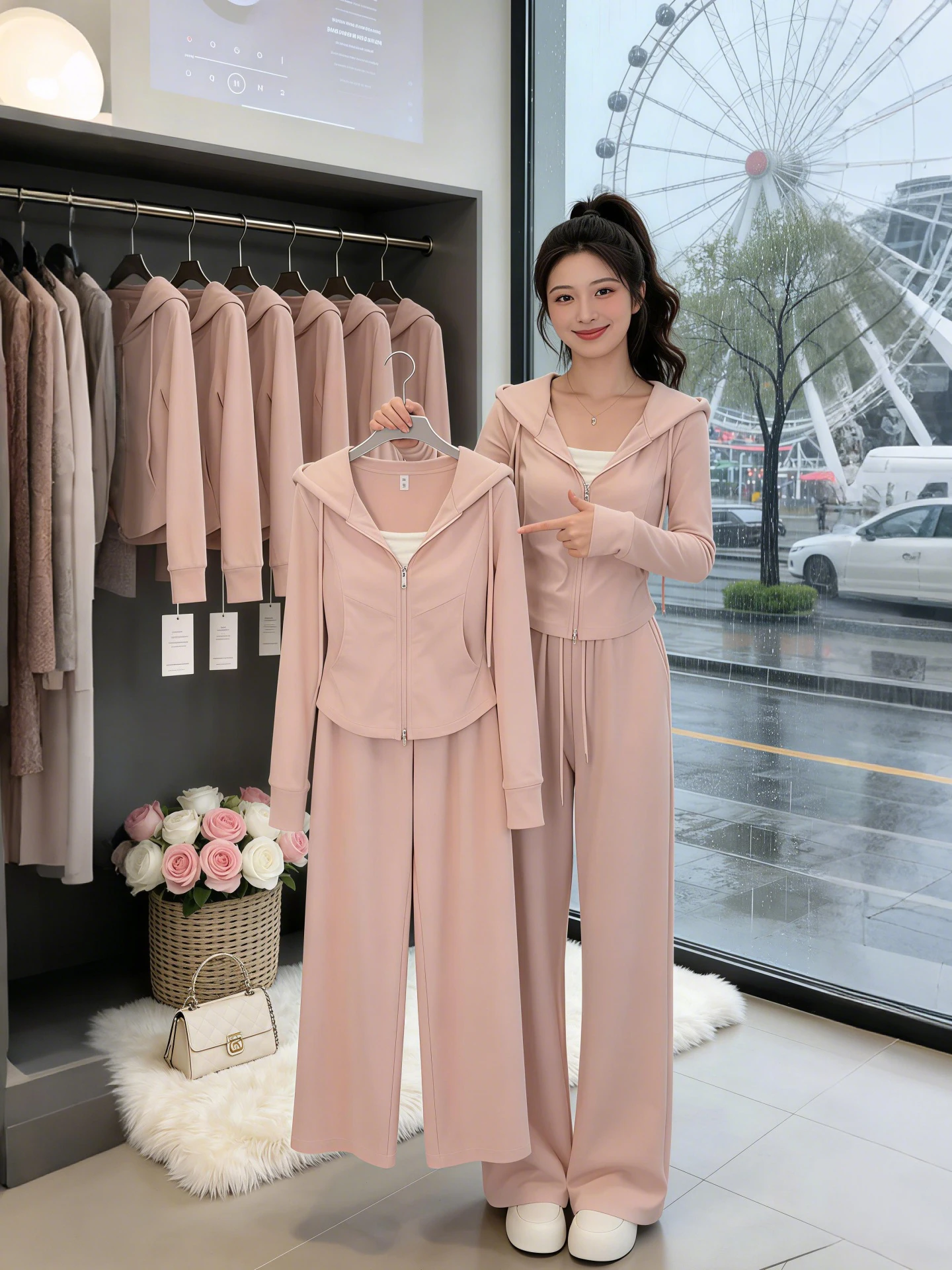 

Early Spring Stylish Set Women's 2026 New Small Size Casual Sports Anti-Aging Hoodie Long Pants Two-Piece Set Fashionable Com...