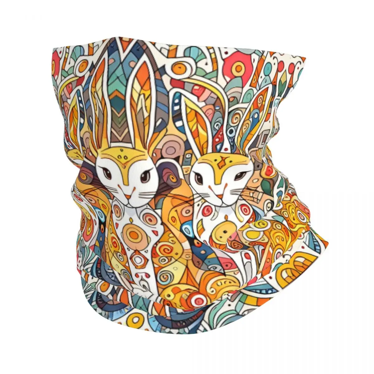 Scandinavian Folk Art Three Hares Animal Thin Wrap Scarf Bandana Neck Gaiter Face Cover Headband