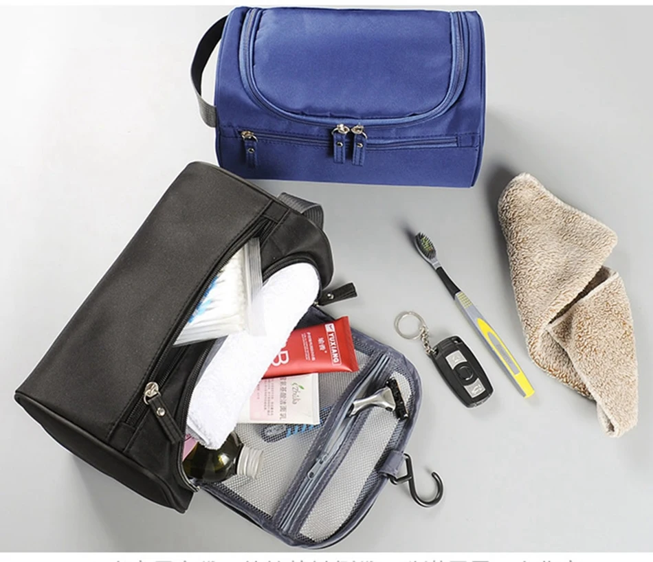 Men Cosmetic Organizer Bags Functional Hanging Zipper Makeup Case Storage Pouch Toiletry Wave Series Make Up Wash Bag Handbag