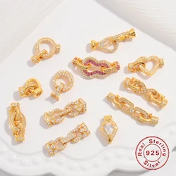 925 Sterling Silver Multiple Styles of Pearl Locks Clasps Double Headed Fastener Closure Connectors Clasps diy jewelry SK54