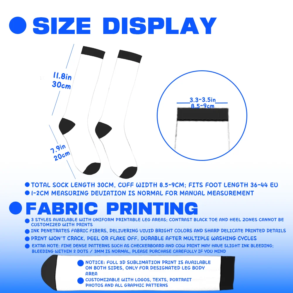 Customized Compression Calf Socks Personal Art Text 3D Sublimation Print Breathable Elastic Pressure Socks For Travel Daily Gift view 5