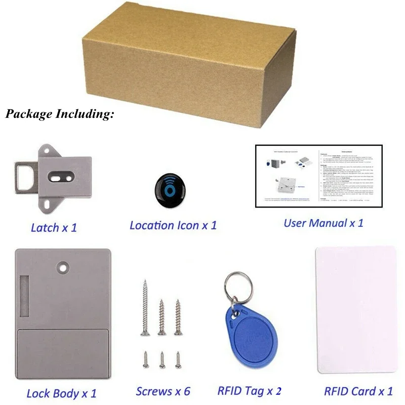 Batteria RFID Serratura digitale per armadio Sensore scheda IC nascosta invisibile Serratura per porta intelligente Armadietto per cassetti Armadio Serratura per porta in legno