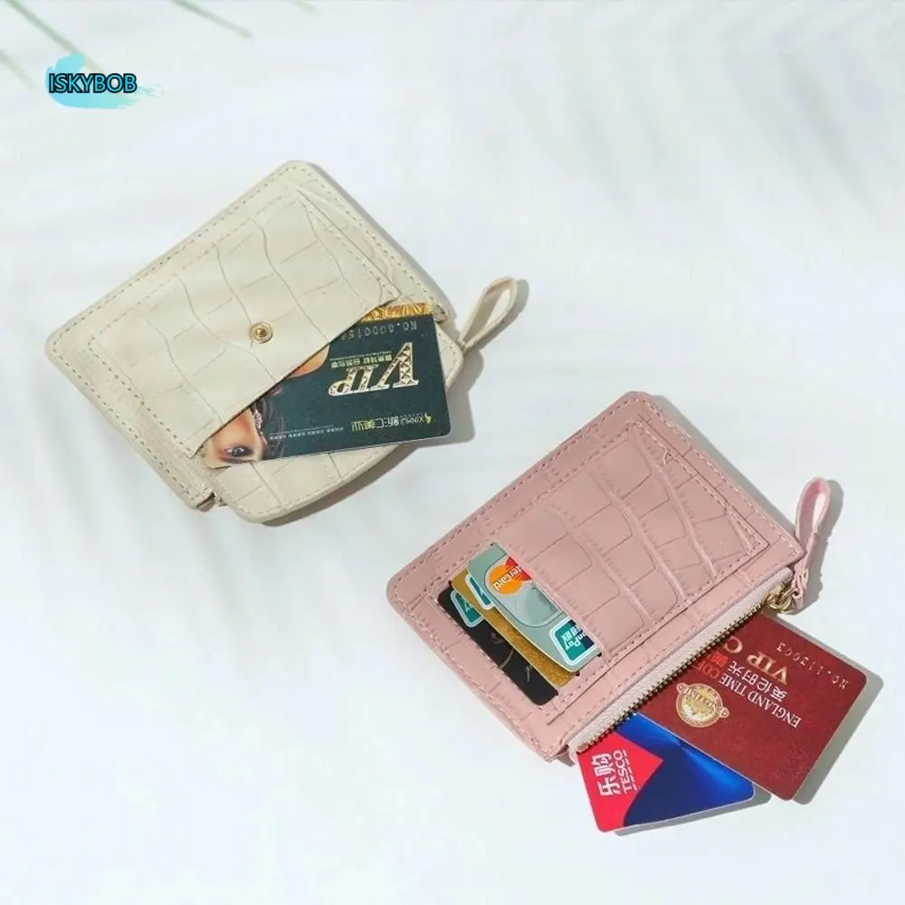 

Card Case Zipper Short Handbag Fashion Money Bag ID Card Holder PU Leather Purse Wallets Women Coin Purse Korean Card Holder