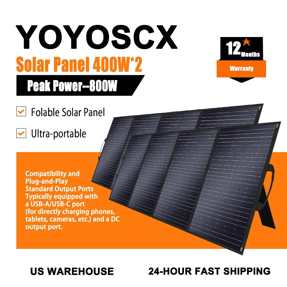 

400W Solar Panel 2PCS Combination Set,18 Voltage Power MaxBest Working +25℃,Connecting Generator,For Outdoor Camping Equipment