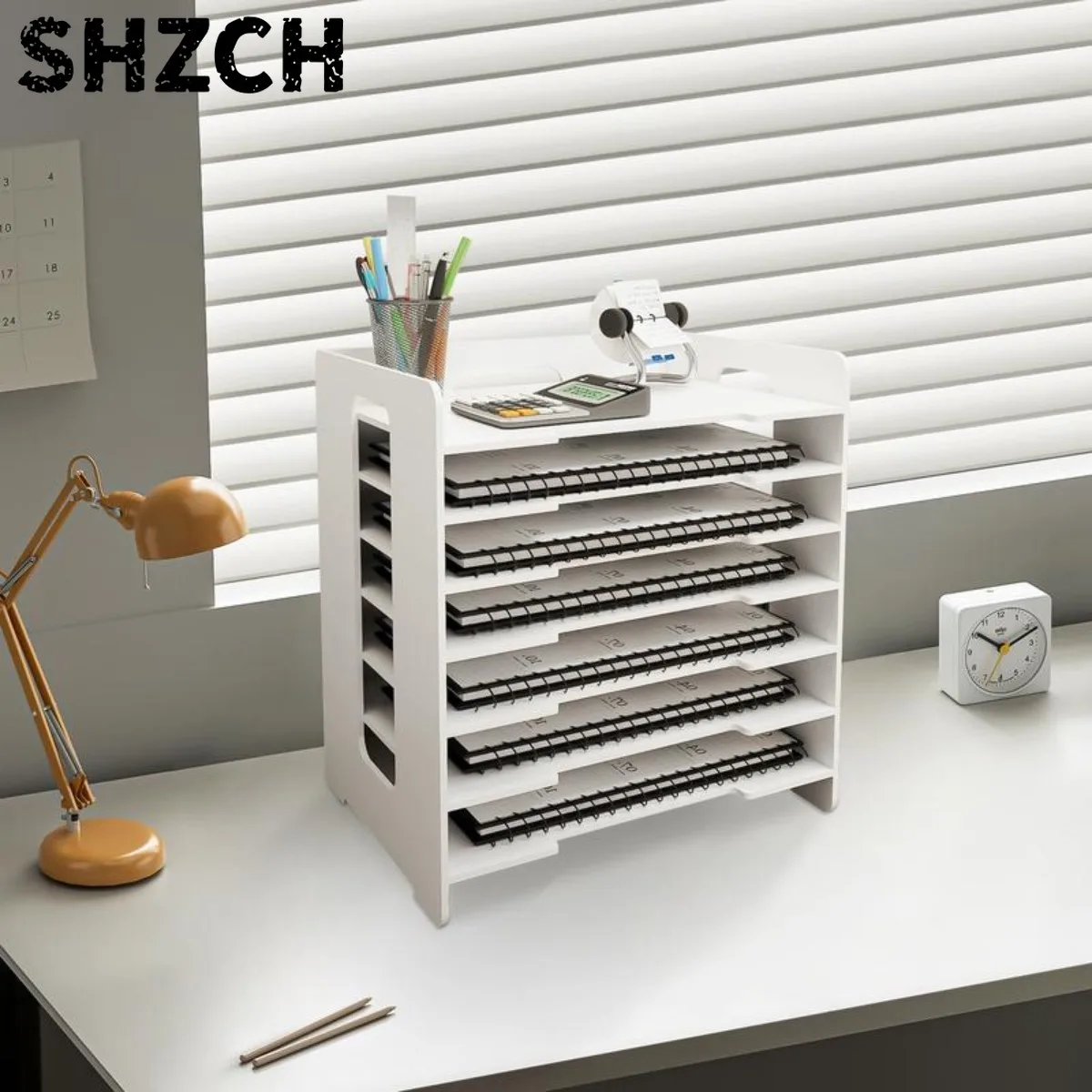 A4 File Organizer, Letter Tray, 7 Compartments, PVC Material, Desktop File Storage Rack, Tray for Storing Cards.