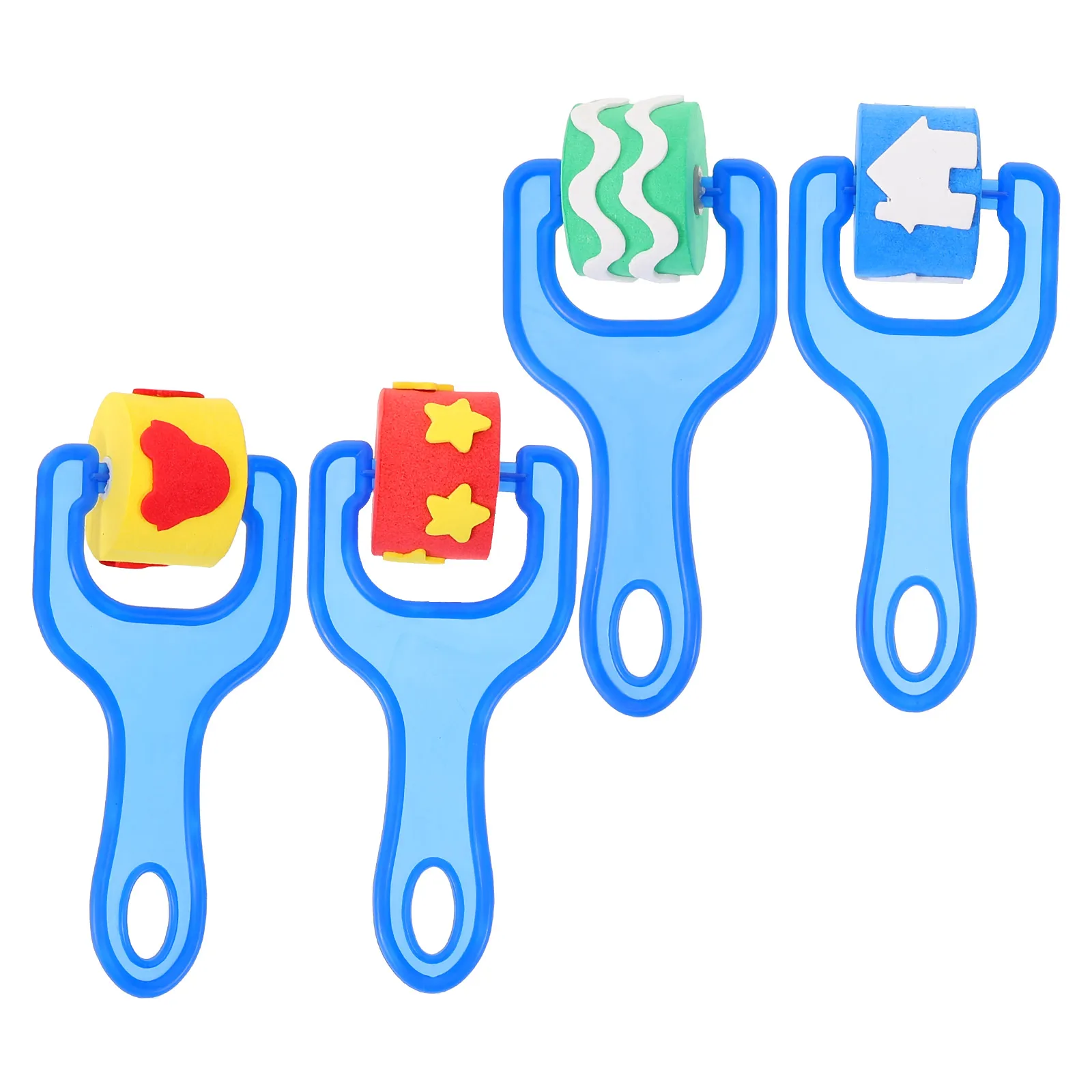 

4pcs Sponge Paint Brush Kids Drawing Tools Portable Stamp Roller Handle EVA Rollers Graffiti Stampers for Craft