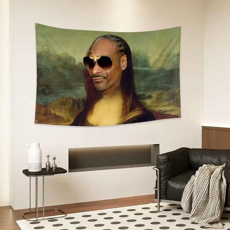 VIKAMA Vintage Funny Oil Painting Sunglasses Man Portrait Tapestry Polyester Wall Hanging Bedroom Office Decor