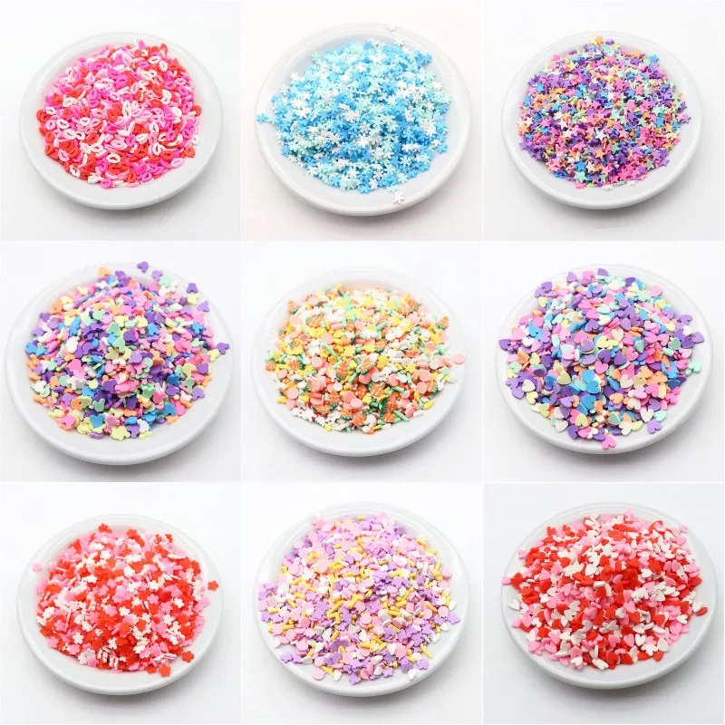 Polymer Hot Clay Love Soft Pottery Sheet Snowflake Sheet Pentagram Patch Craft DIY Nail Art Accessories Slime Filler 3-5mm