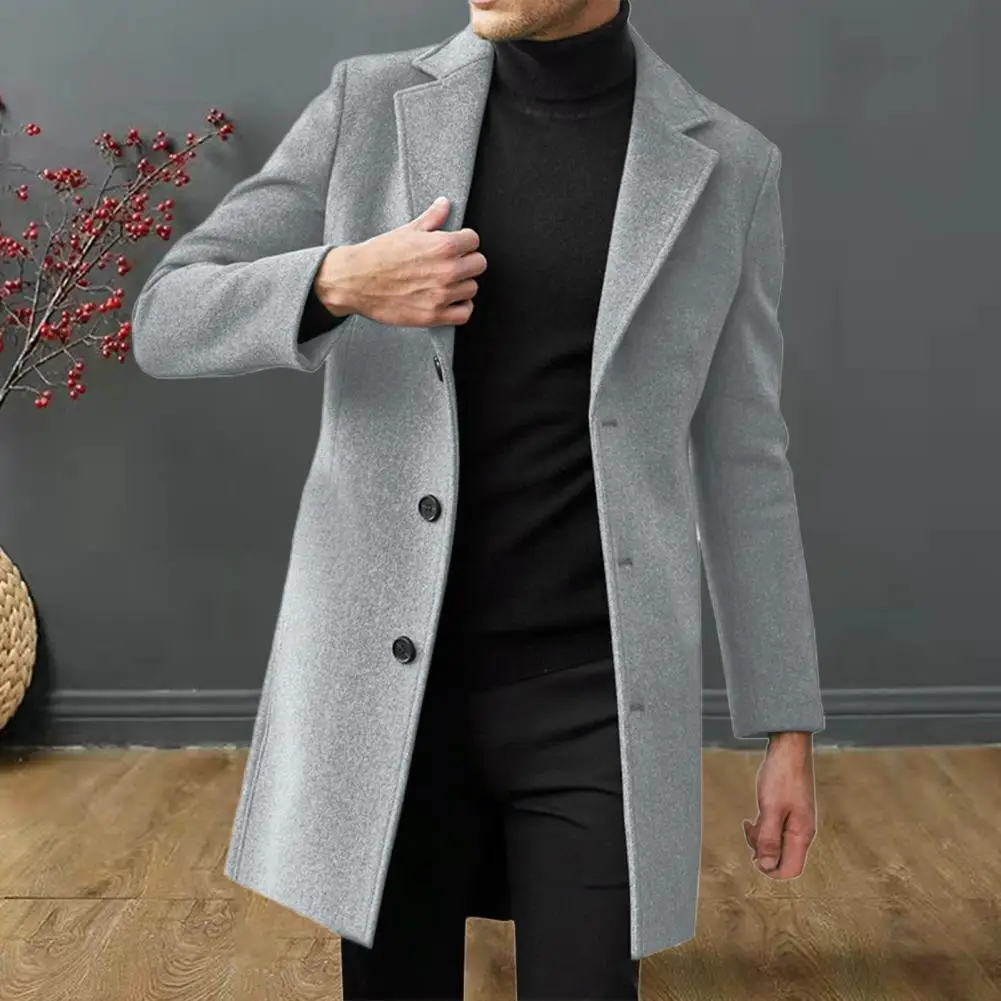 Giacche invernali miscele di lana da uomo cappotti Slim Fit uomo soprabito bavero monopetto tinta unita giacca Casual cappotto coreano di tendenza