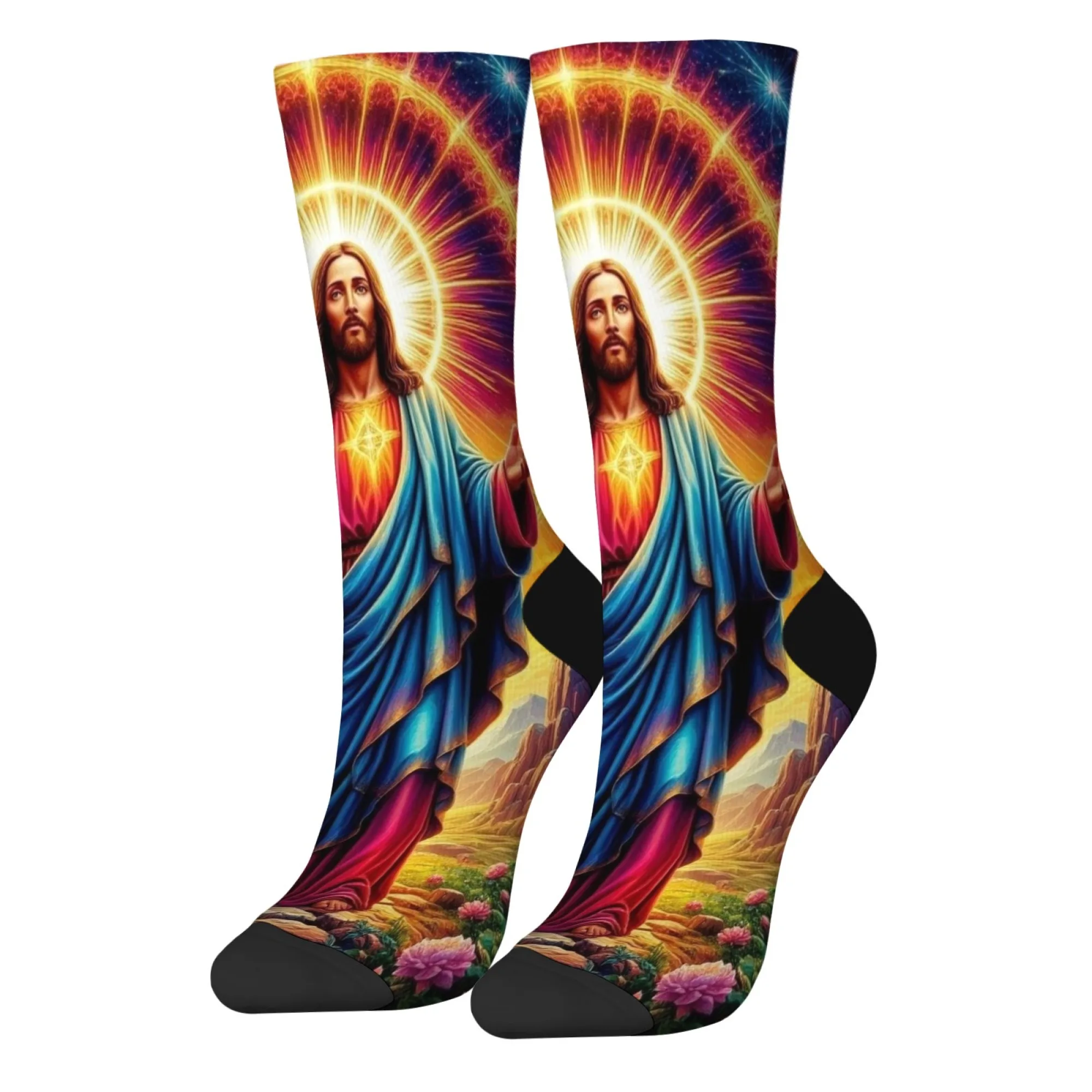 Jesus der Erlöser Mythologie Kunst Herrensocken Bequeme warme Retro-Modesocken Neuheit Lustige Happy Crew Socken Lässiges Party-Geschenk