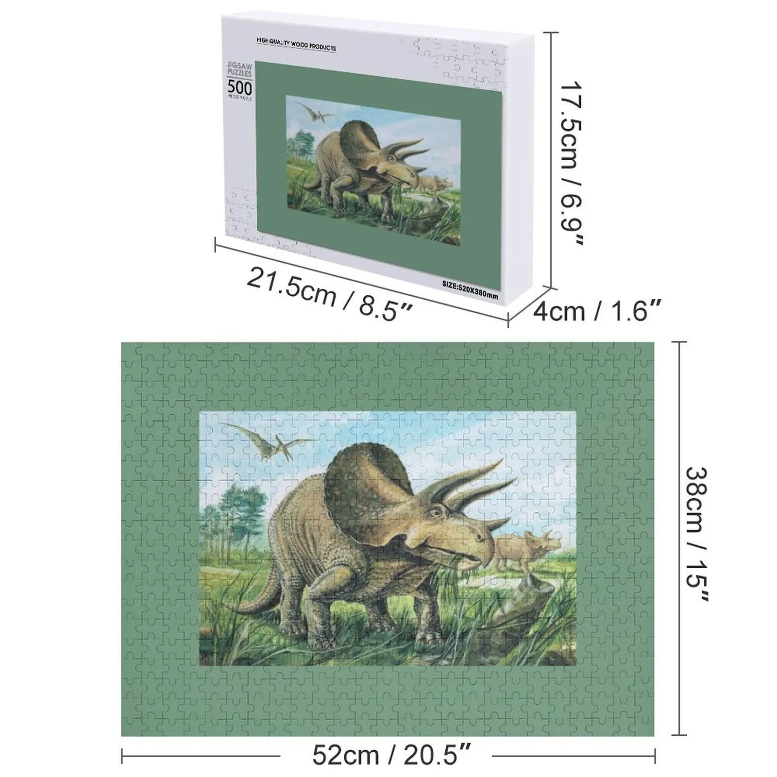 Puzzle Drewniane Triceratops z Imieniem, Skala, Silniki, Drewniane Imię, Personalizowane Puzzle z Własnym Imieniem