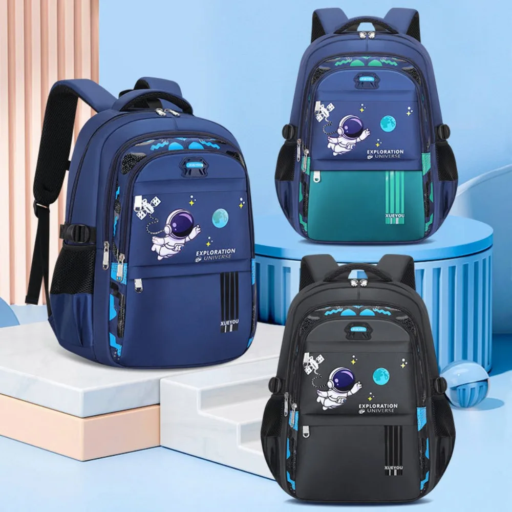 Large Capacity Kids Backpack Orthopedic Spaceman Print Children School Bags Reflective Design Waterproof Primary Book Bags