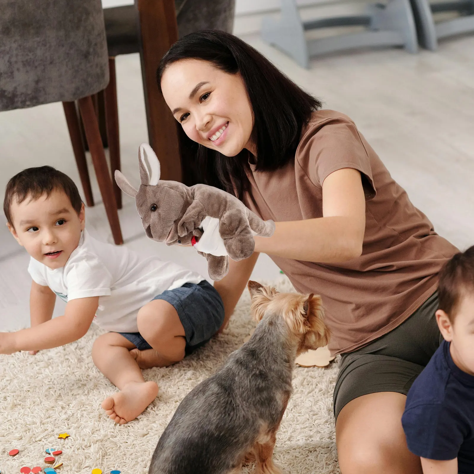 

Adorable Kangaroo Hand Puppet Made of Supple PP Cotton for Storytelling Bedtime Play Parent Child Interactive Game Stimulates