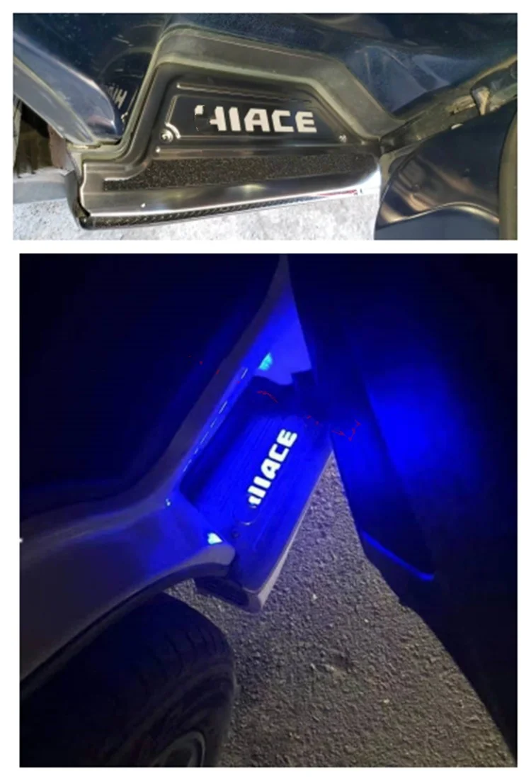 

Stainless Steel Front Door Pedals For Toyota HIACE 200 Series 2014-2017 With Blue LED Lights 1 Pair