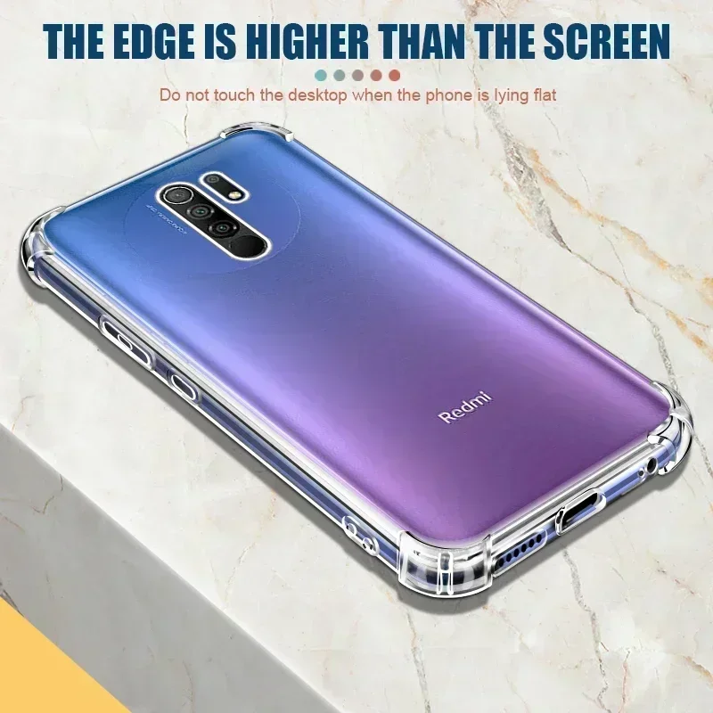 Shockproof Case For Xiaomi Redmi 8 8A 9A 9C NFC 9AT Soft Phone Shell For Redmi Note 8 9 Pro Max 8T 9T Clear Silicone Back Cover