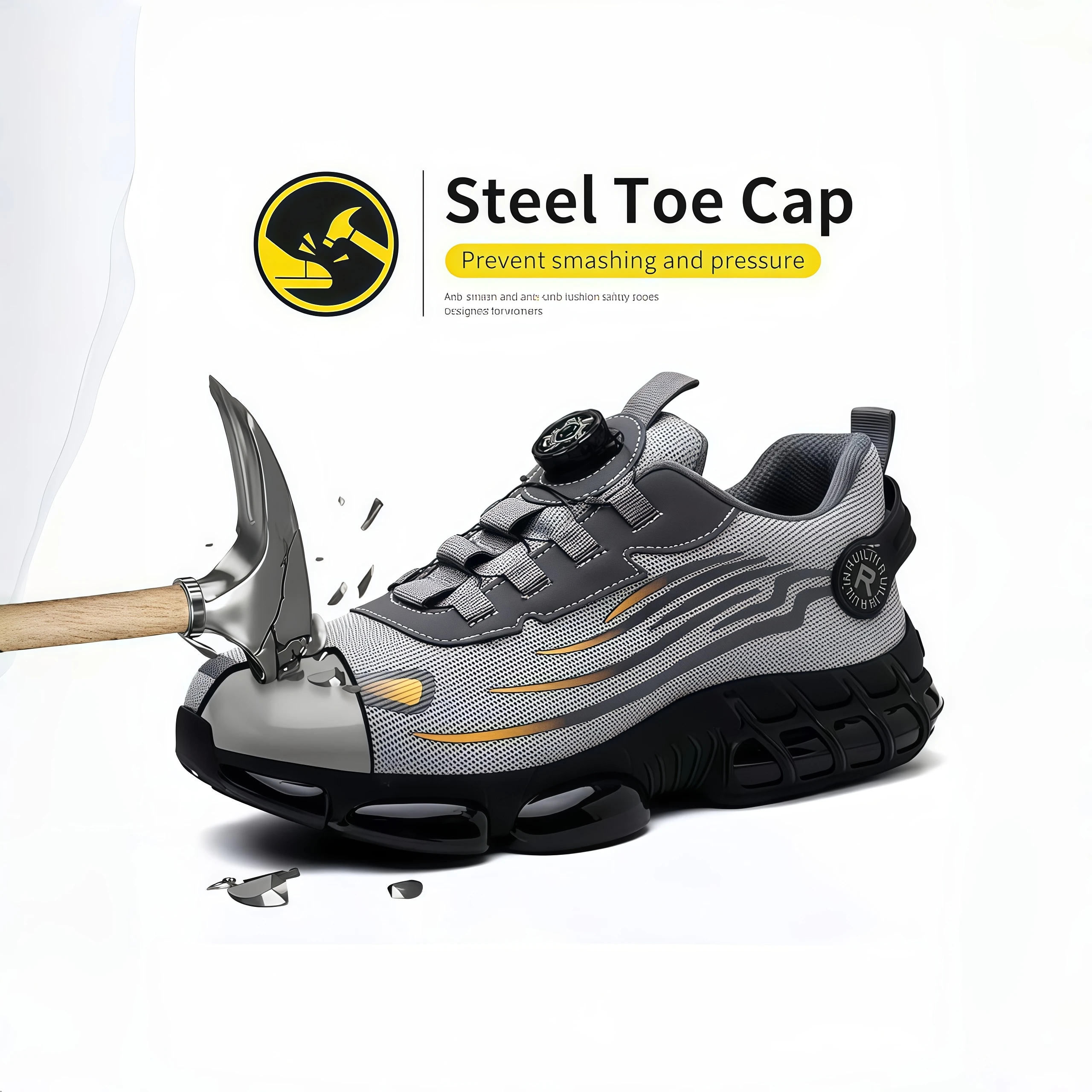 Industrielle Herren-Sicherheitsstiefel, atmungsaktive Herren-Arbeitsschuhe, durchtrittsicher, stoßfest, langlebig, bequeme Konstruktions-Sneaker – Detail 7