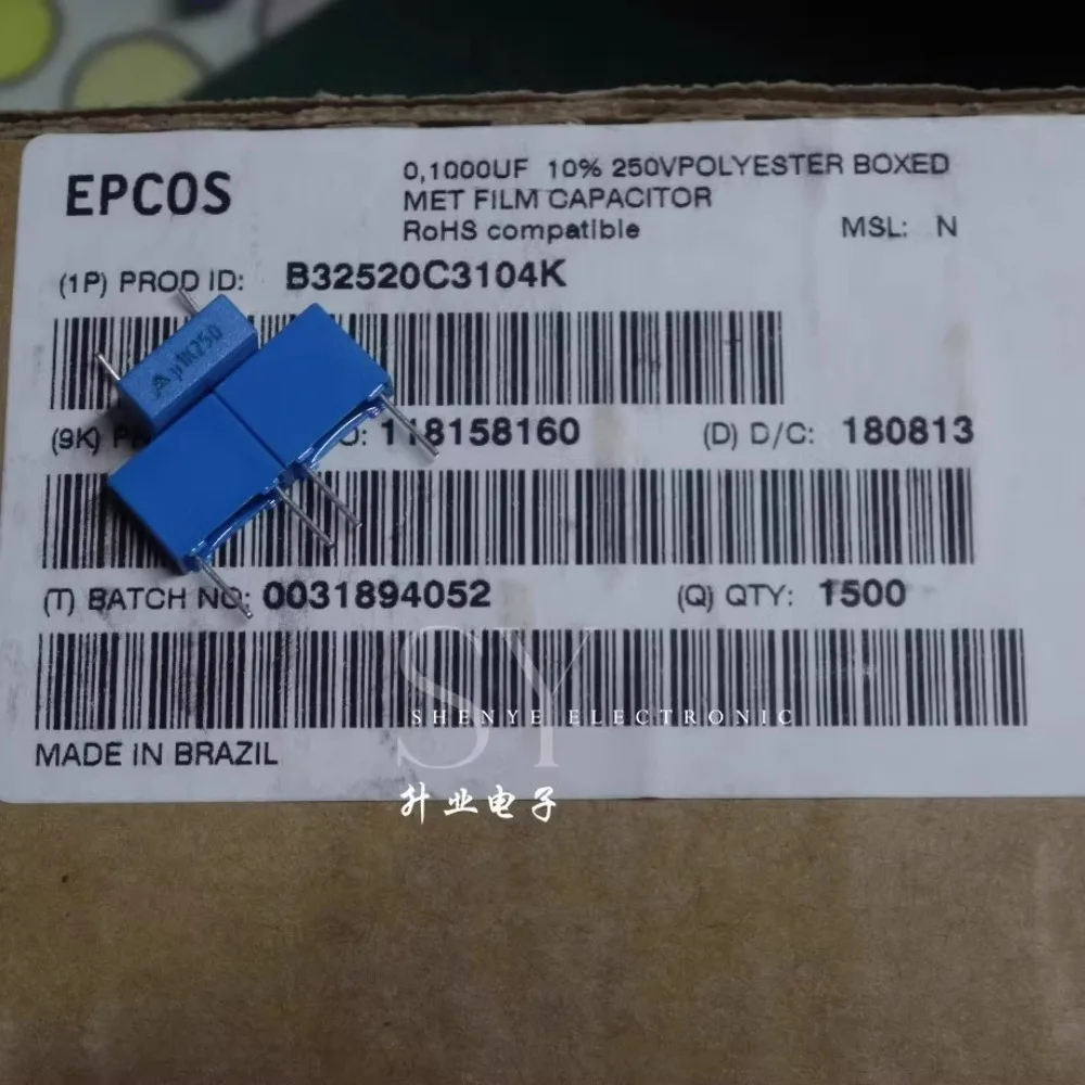 

20PCS EPCOS 0.1uf/250v 100nf u1 104 New 7.5MM film capacitor B32520C3104K