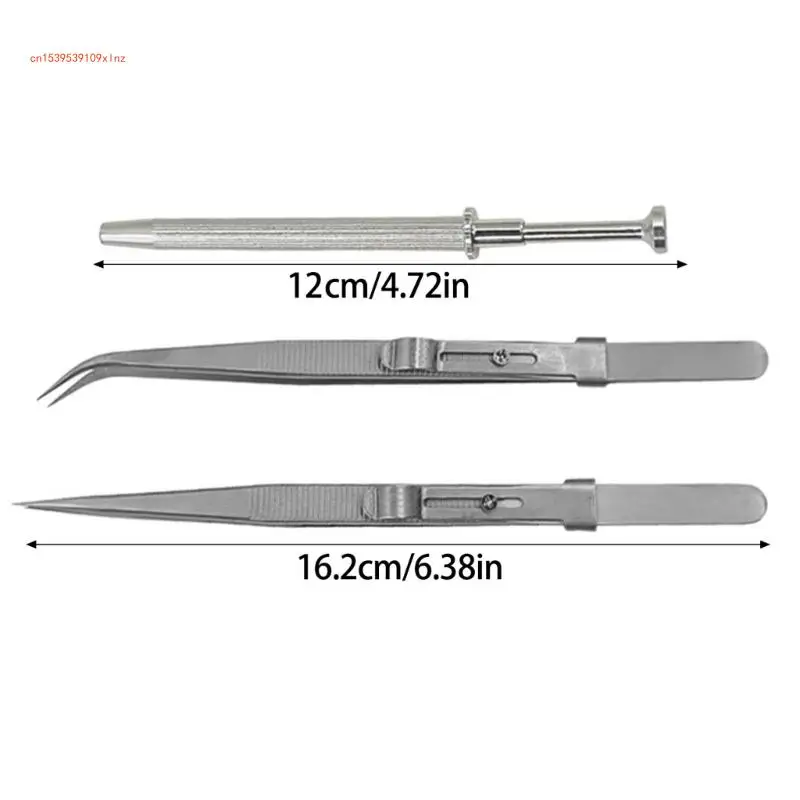 مجموعة من 3 ملاقط من الفولاذ المقاوم للصدأ وأدوات إمساك المجوهرات والأحجار الكريمة