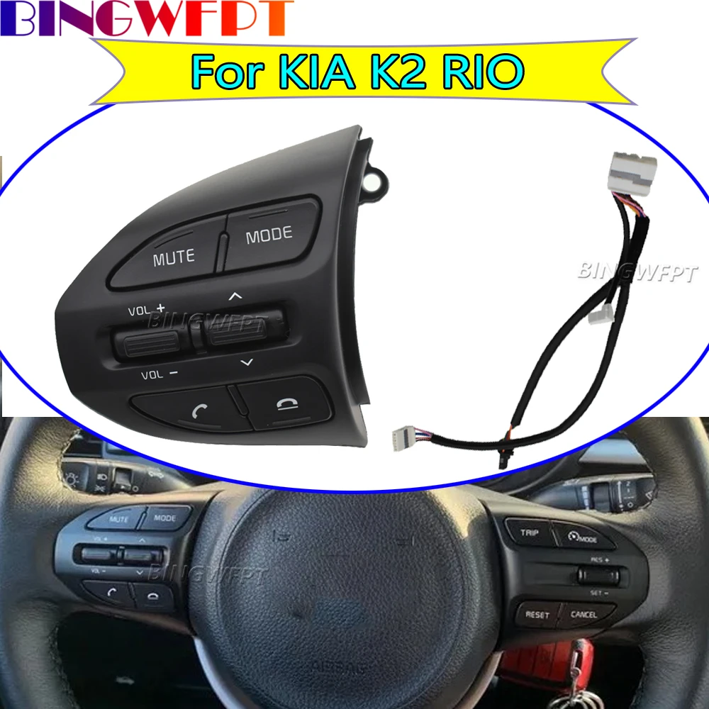 Left Steering Wheel Button Volume Music Adjustment Telephone Control Switch For KIA K2 RIO 2017 2018 2019 2020 2021 RIO X-Line