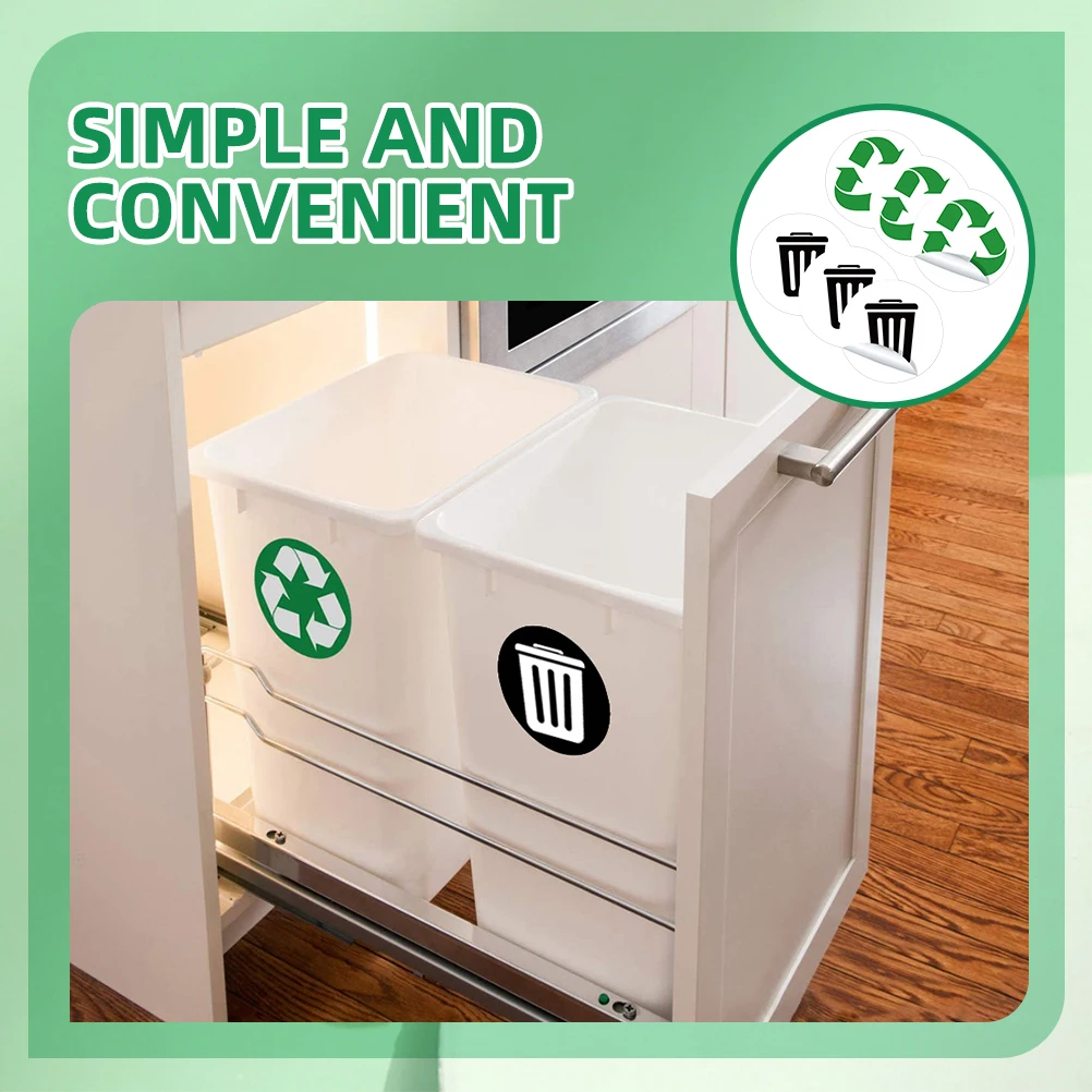 

3Sets Trash Can Recycling Stickers PVC Waterproof Garbage Sorting Labels Adhesive Bin Decals Recycle Sticker