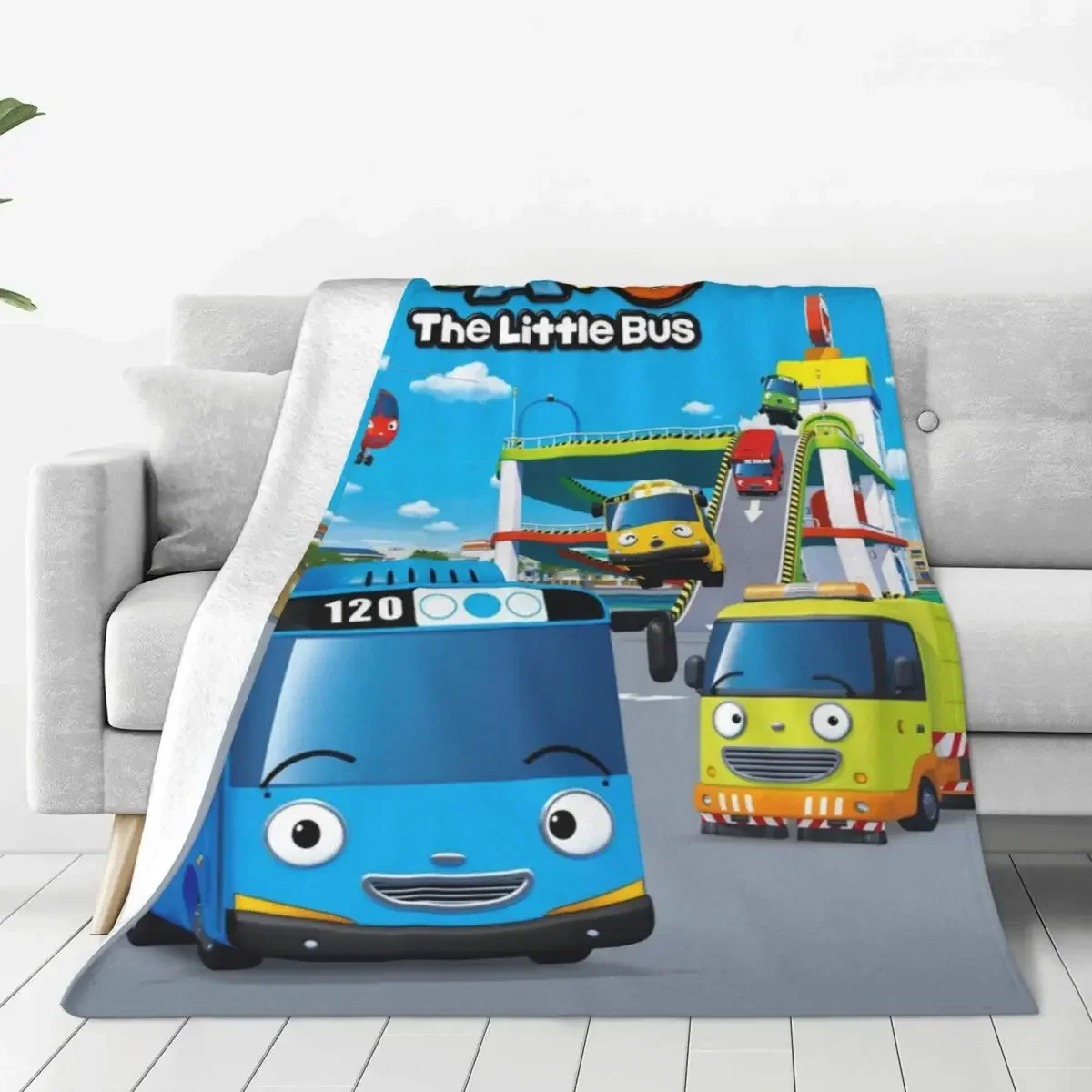 Tayo The Little Bus Super Soft Blanket Comedy Movie Cartoon Picnic Throw Blanket Autumn Funny Flannel Bedspread Sofa Bed Cover