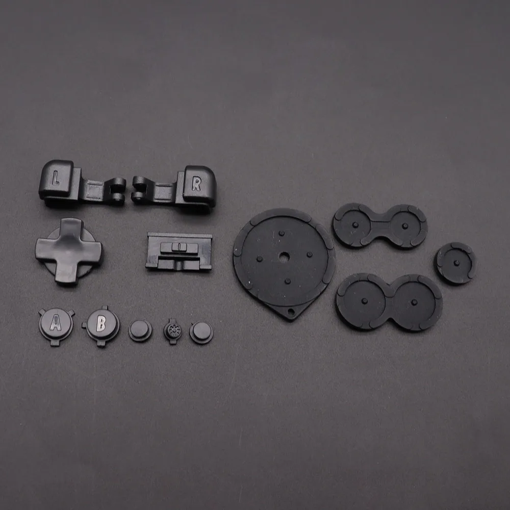 Plastic Full Set Buttons For GBA SP A B L R Select Start Power On Off Volume Buttons D Pad Key & Console Rubber Buttons