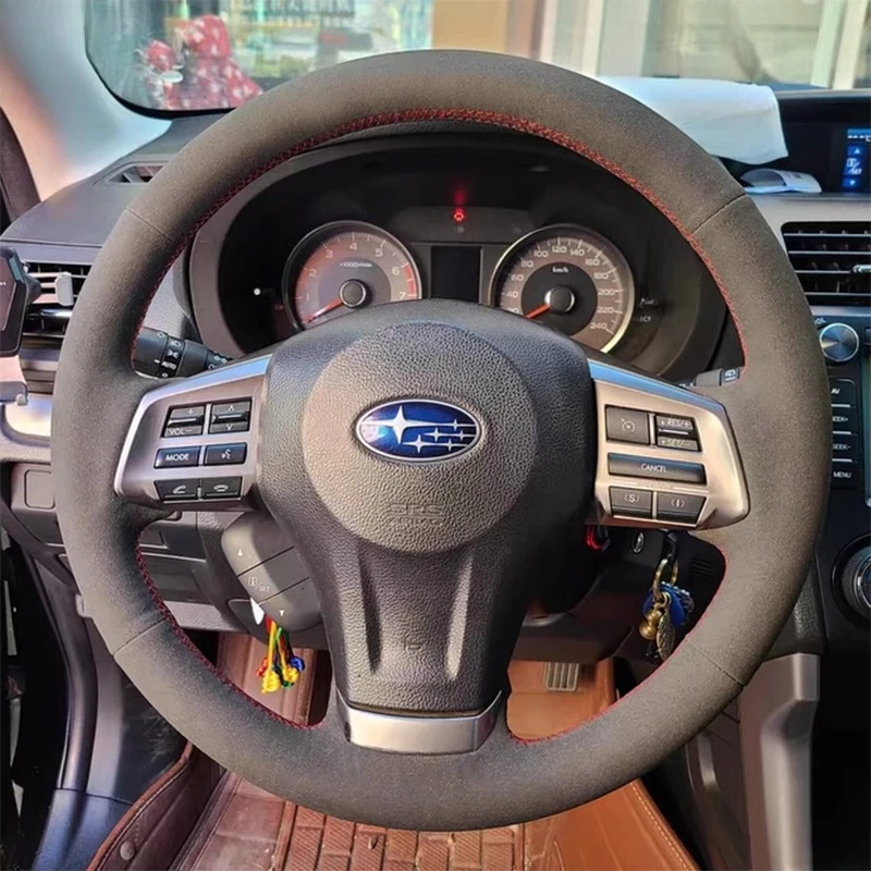 

Для Subaru Forester 2013-2015 Legacy 2013-2014 ручная прошивка замшевый нескользящий чехол на руль автомобиля