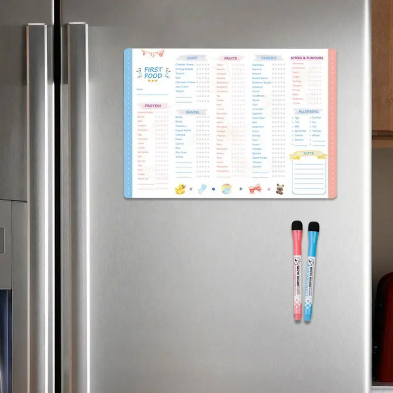 Reusable First Foods Tracker Checklist PET Fidget Magnetic Baby First Foods Checklist Repeatable Baby Feeding Chart Checklist