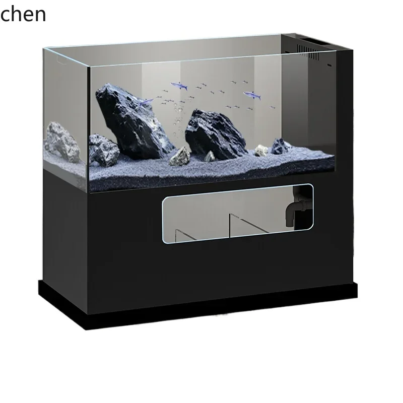 

XL desktop ecological landscaping stream integrated bottom filter water-free ultra-white glass small fish tank