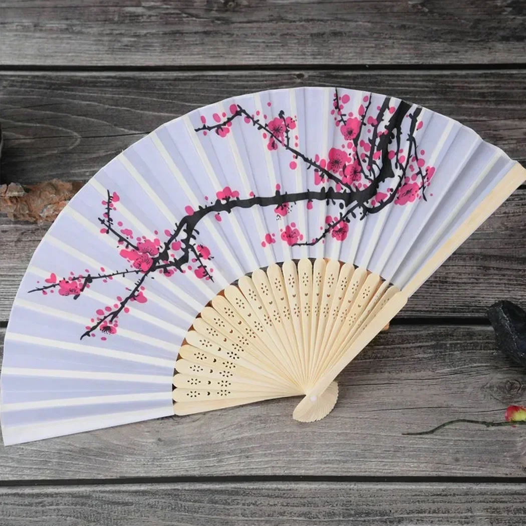 Cherry Blossom Fans Asian Wedding Favor Gift Party Reception Delicate Folding Japanese Style Fan Summer Decoration Bamboo 21cm