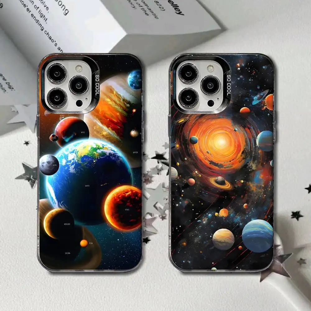 

Space Planet Stars Moon Phone Case For iPhone 16,15,14,13,12,11,8,7,Pro,Max,Plus,Mini,XS,SE Black Matte Hard