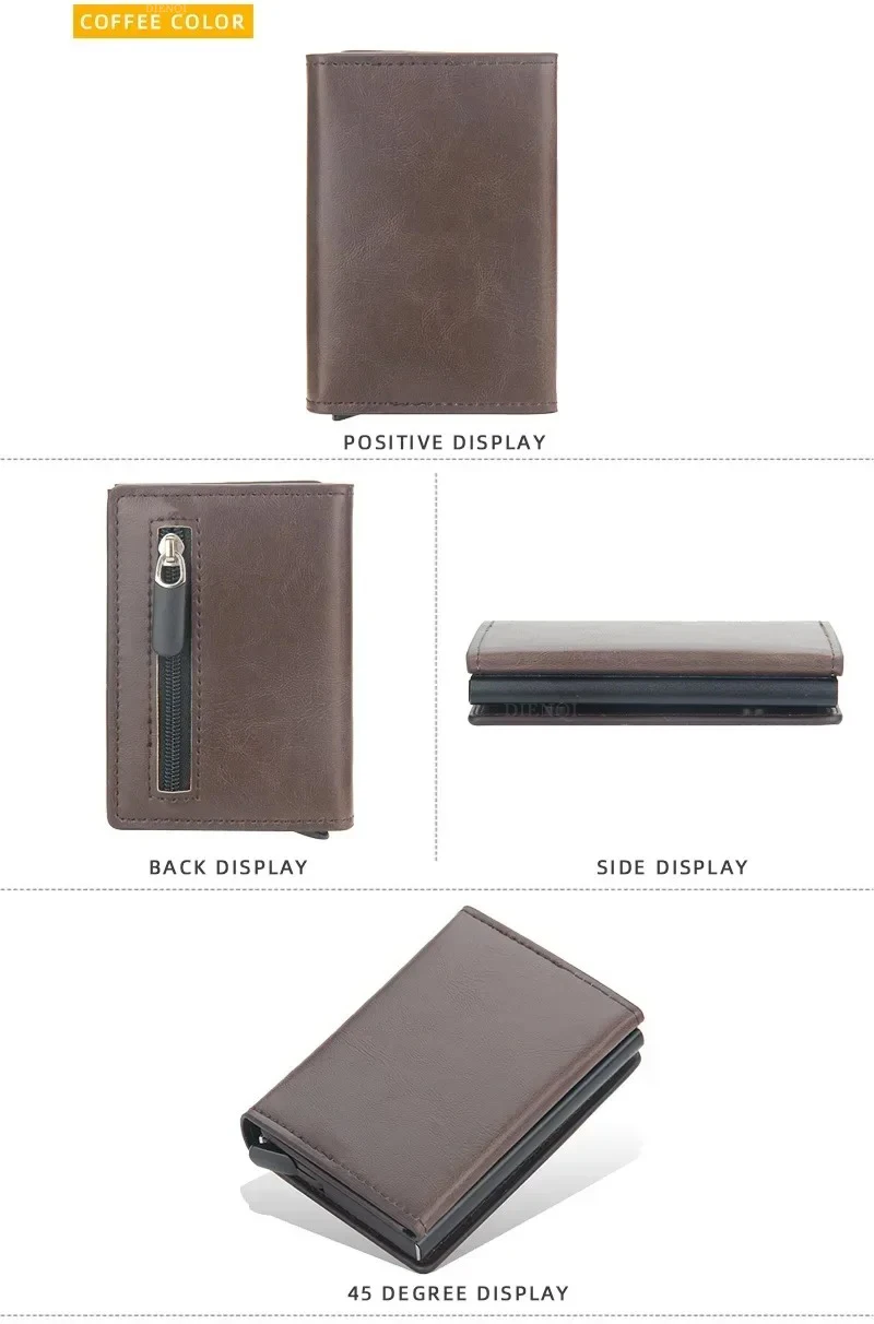 Magnetische RFID-blockierende Kreditkarteninhaber Männer Brieftaschen Anti-Diebstahl Aluminium Metall Pu Leder Kleine Pop-Up Brieftasche Karteninhaber Fall – Detail 8