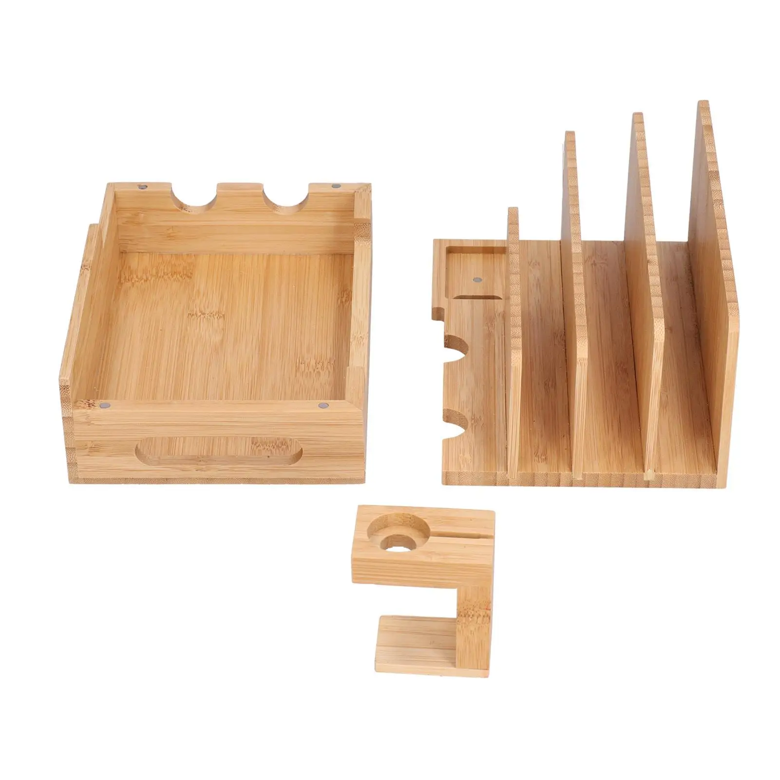 Multi-Device Bamboo Charging Station & Organizer - Eco-Friendly Solution for Clutter-Free Charging