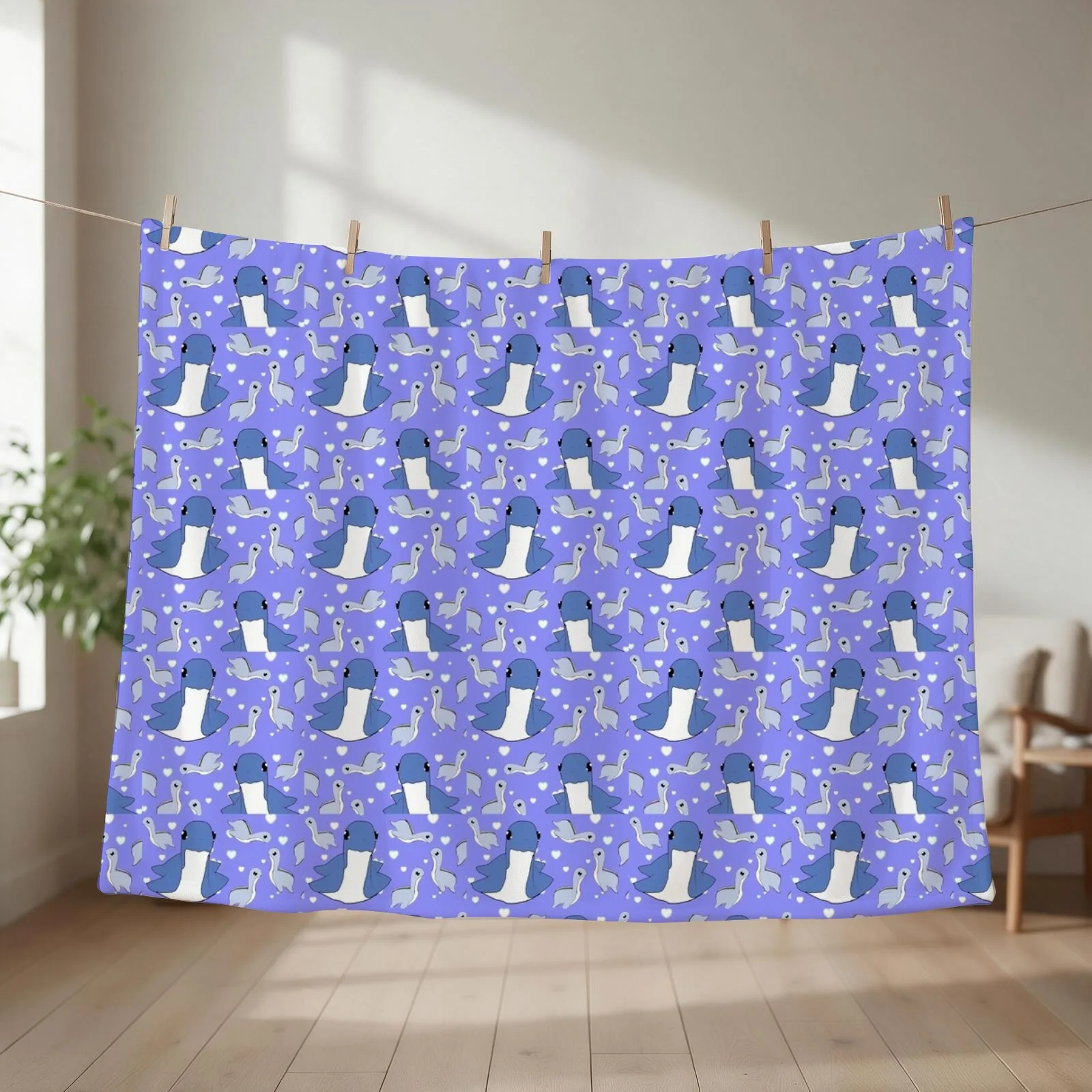 Blue Nessie! Throw Blanket couch cozy soft plush fuzzy picnic outdoor blanket