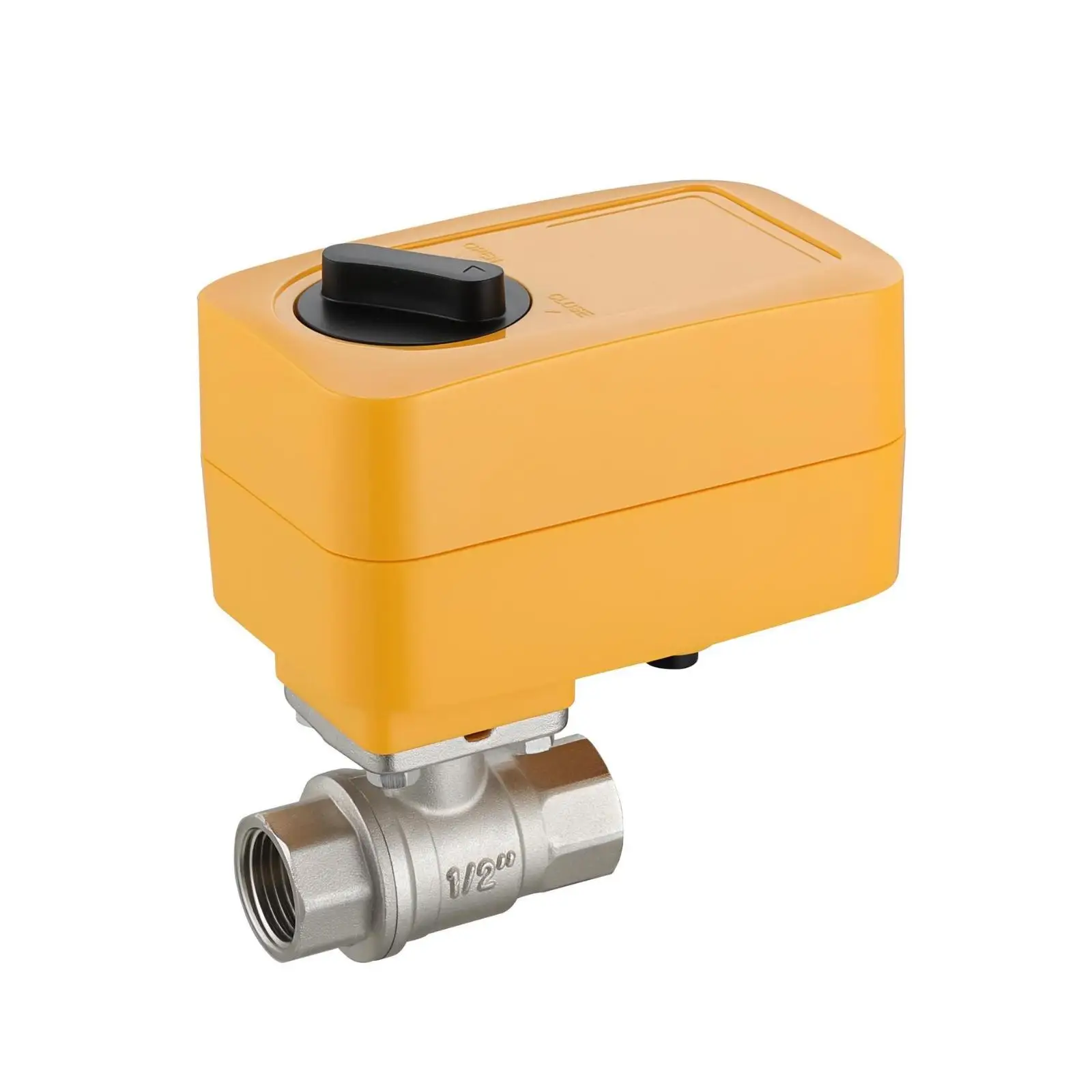 12V Electric Ball Valve Brass Inline Shut Off Valve with Manual Override for Plumbing Heating Boiler Systems