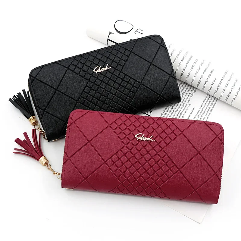 

Women Long Zipper Wallet Card Holder PU Leather Clutch Coin Purse Large Capacity Lady Wristlet Phone Pouch HandBags Money Pocket