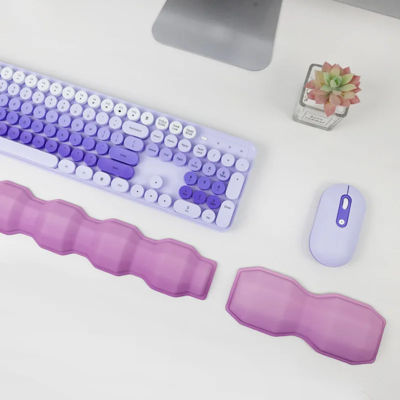 Gradient Dumbbell Shaped Wrist Rest Foam Mouse Pad Keyboard Support Ergonomic Desk Set for Office Gaming