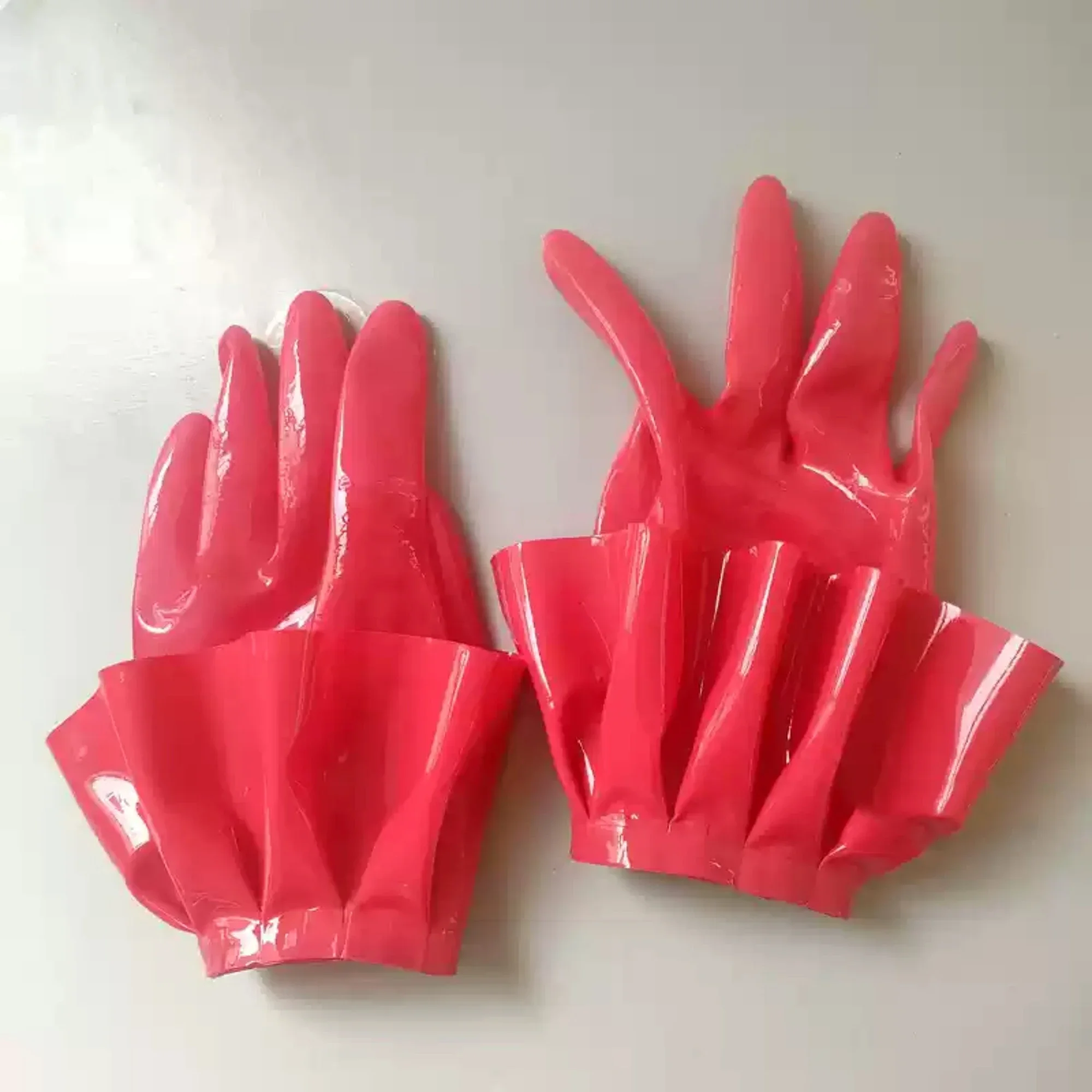 Luvas curtas de látex puro natural, luvas de cinco dedos, luvas de babados Sweet Girl Lolita, luvas de cosplay