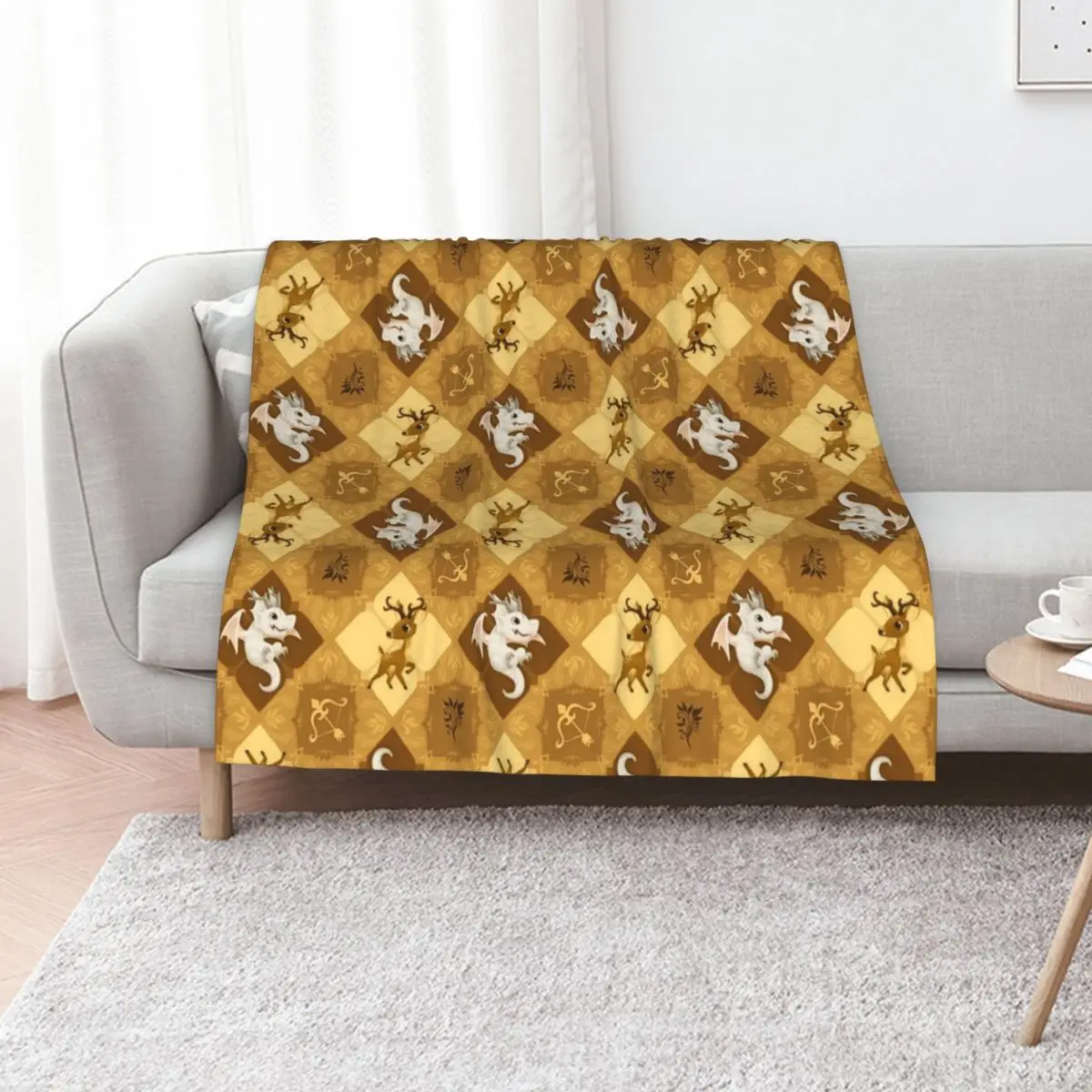 Golden Deer Gingham Throw Blanket valentine gift ideas Multi-Purpose manga Custom Hair Kid'S Blankets